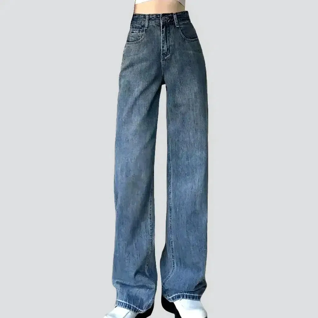 Wide-leg women's high-waist jeans