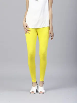 Yellow Solid Cotton Lycra Leggings